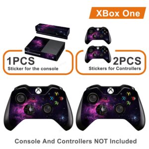 FOTTCZ Whole Body Vinyl Skin Sticker Decal Cover for Microsoft Xbox One Console Black&Purple Galaxy Nebular