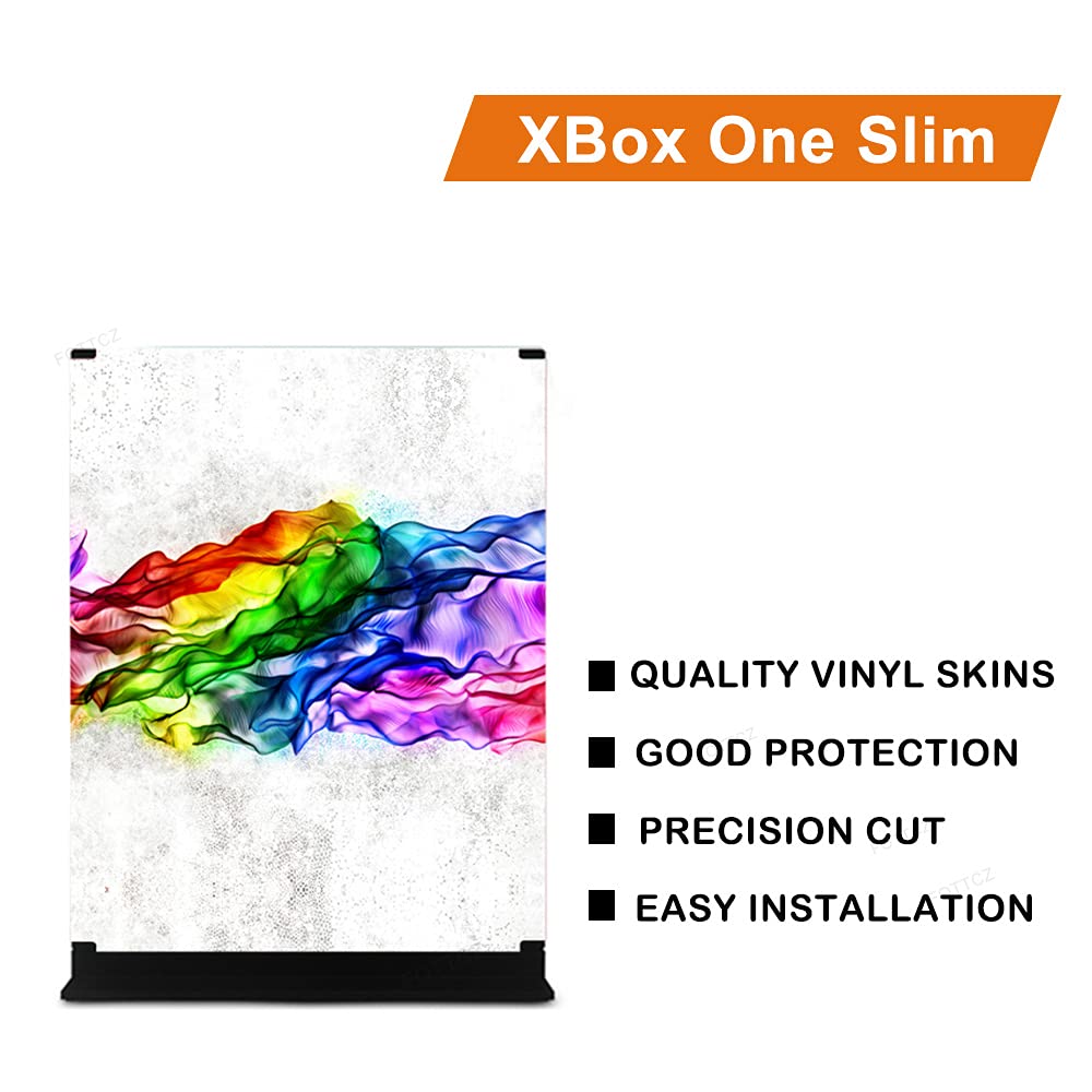 FOTTCZ Whole Body Vinyl Skin Sticker Decal Cover for Microsoft Xbox One Slim Console Rainbow Ink