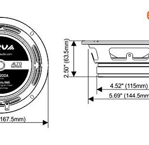 PRV AUDIO 6.5 Inch Shallow Midrange Speaker, 6MR200A, 200 Watts, 8 Ohm Shallow Mount Car Audio Slim Speaker, 1.5 in Voice Coil, Compact for Doors (Single)