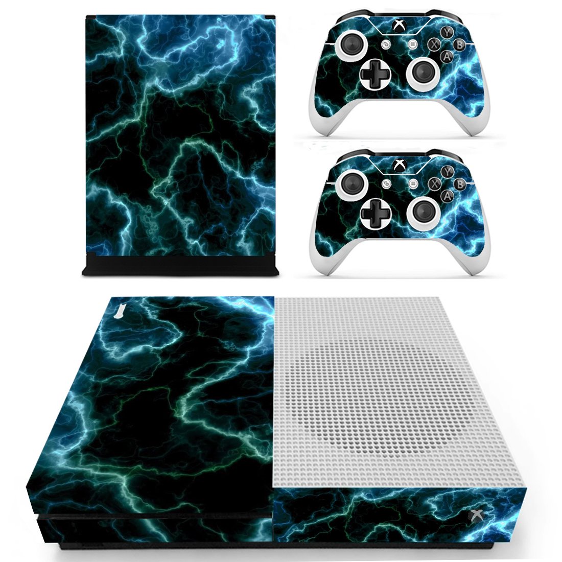 FOTTCZ Whole Body Vinyl Skin Sticker Decal Cover for Microsoft Xbox One Slim Console Blue Lighting