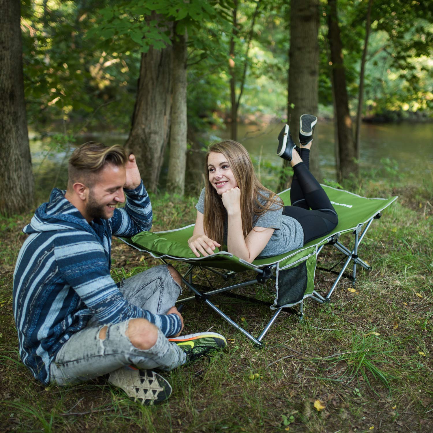 Alpcour Folding Camping Cot – Deluxe Collapsible Single Person Bed in a Bag w/Pillow for Indoor & Outdoor Use – Ultra Lightweight, Comfortable, Heavy Duty Design Holds Adults & Kids Up to 300 Lbs