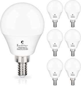 sailstar candelabra led light bulbs 60-watt equivalent, daylight white 5000k, e12 candelabra base, 6 watt a15 led bulbs for ceiling fan, vanity mirror light | 6-pack