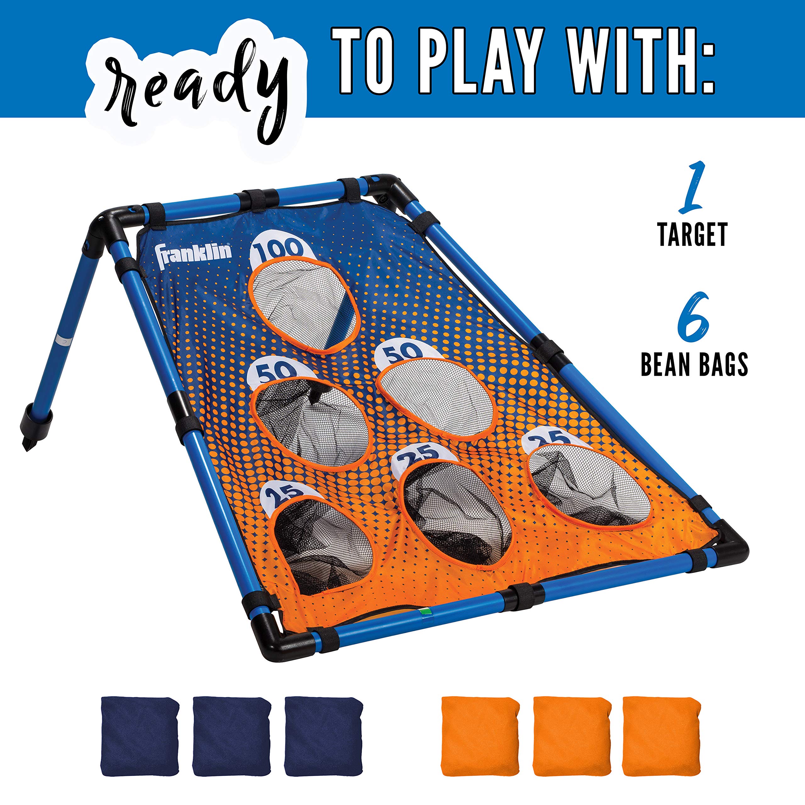 Franklin Sports 6 Hole Bean Bag Toss - Indoor + Outdoor Bean Bag Toss Set with (6) Bags Included - Bean Bag Toss for Kids + Adults