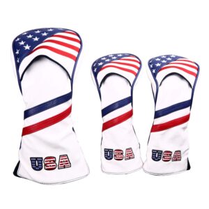 1 3 5 golf headcovers usa stars and stripes white vintage retro patriotic driver fairway wood cover