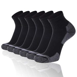 flyrun men's athletic ankle quarter socks men comfort cushion moisture wicking work sock 6 pack