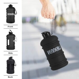 VENNERLI Half Gallon Water Bottle 2.2L Large Sports Water Bottle with Handle 74oz BPA-free Reusable Plastic Water Jugs Leakproof Hydro Bottle for Gym Yoga Travel Camping Cycling Outdoor Sports