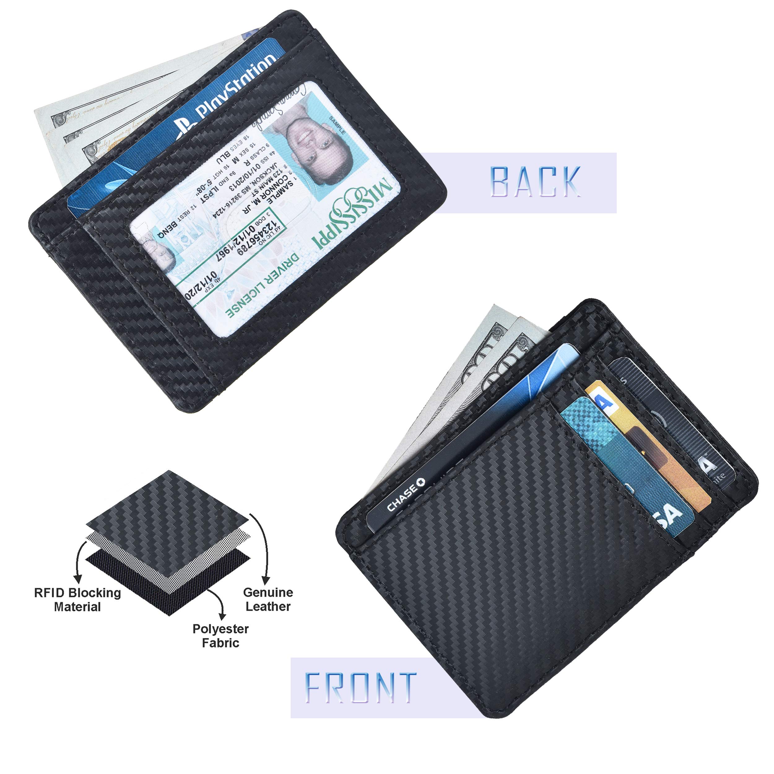 Real Leather Minimalist Wallets for Men & Women RFID Front Pocket Card Holder Wallet