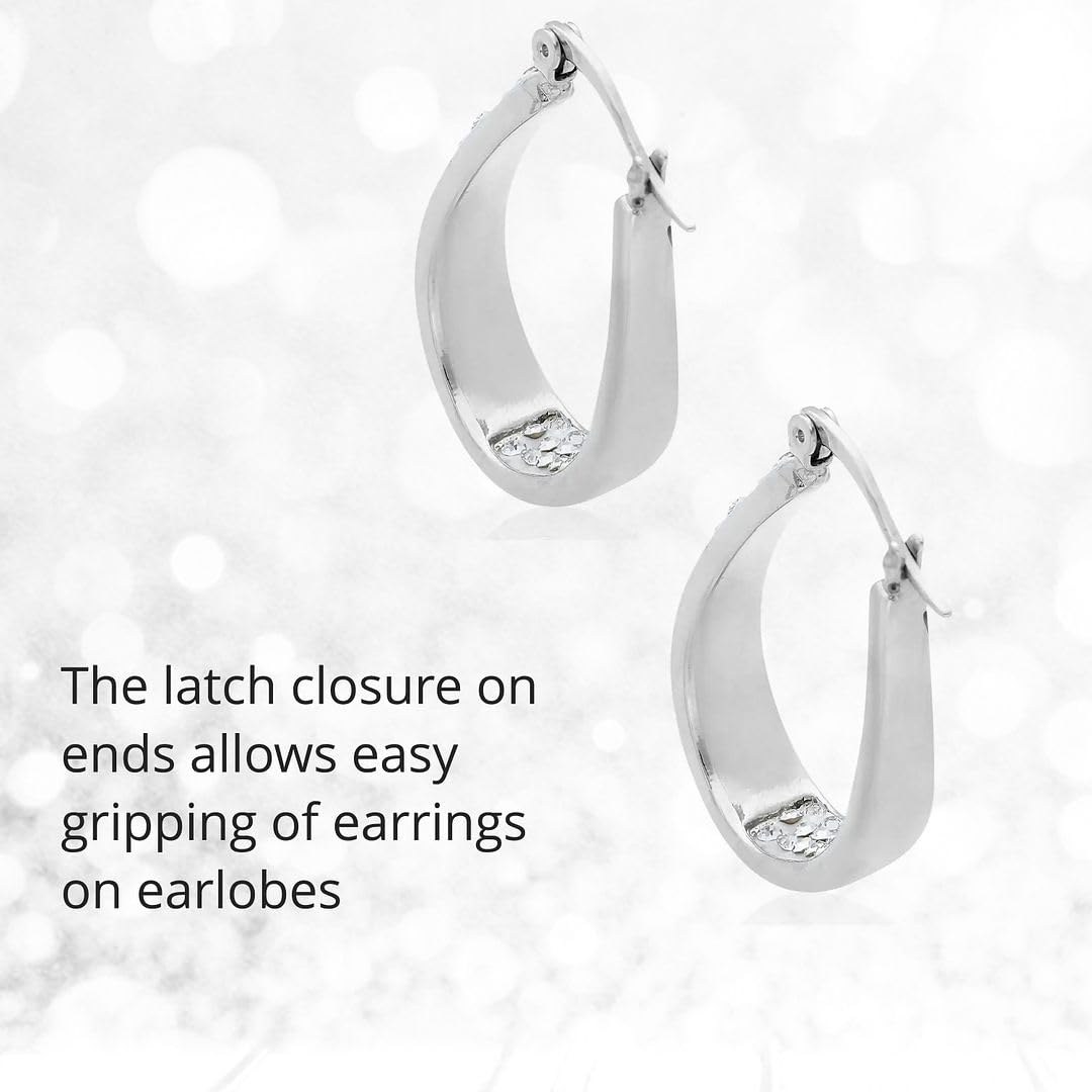 Shop LC White Crystal Hoop Earrings for Women Silver Plated Sparkle Bling Inside Out Jewelry Gifts for Women Birthday Gifts