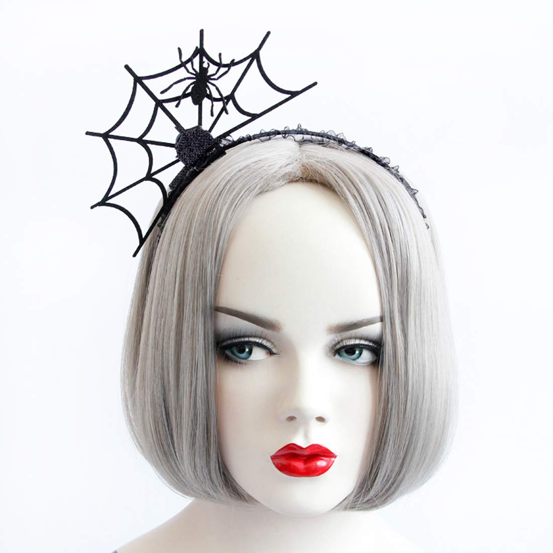 Halloween Spider Web Fasciantor Spider Spiderweb Halloween Party Head Piece (Black Spider)