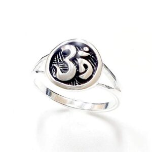 925 solid sterling silver om ring - buddhism aum jewelry - allergy free ohm for yoga, prayer, meditation