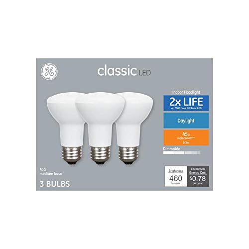 GE Classic 3-Pack 45 W Equivalent Dimmable Daylight R20 LED Light Fixture Light Bulbs