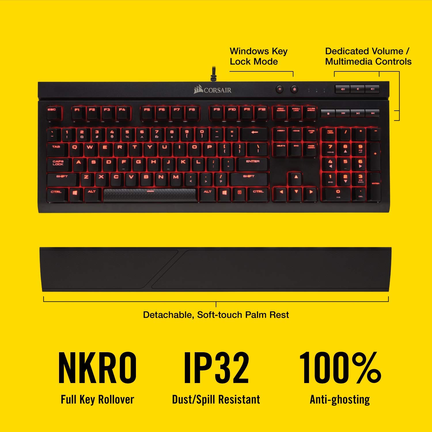 CORSAIR K68 Mechanical Gaming Keyboard Cherry MX Red (Renewed)