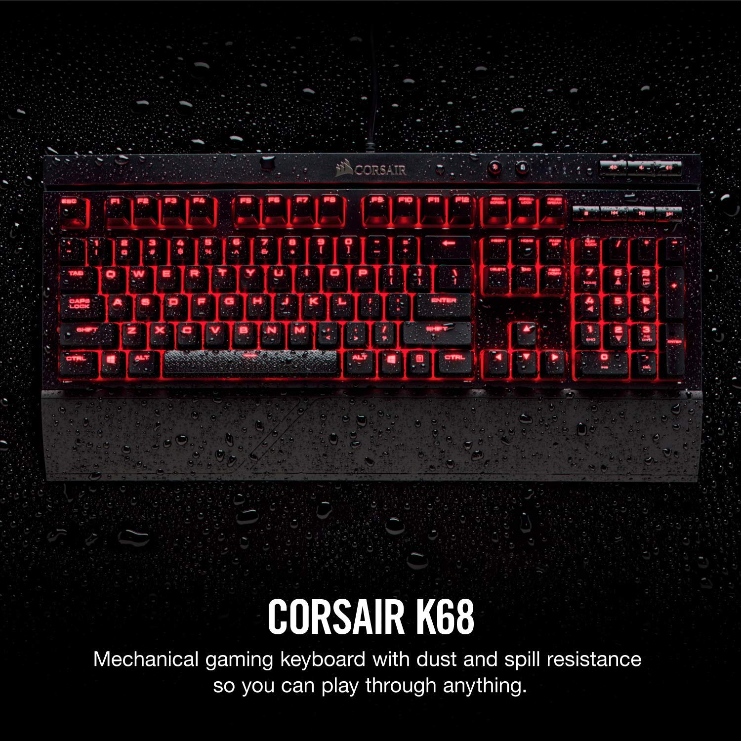 CORSAIR K68 Mechanical Gaming Keyboard Cherry MX Red (Renewed)