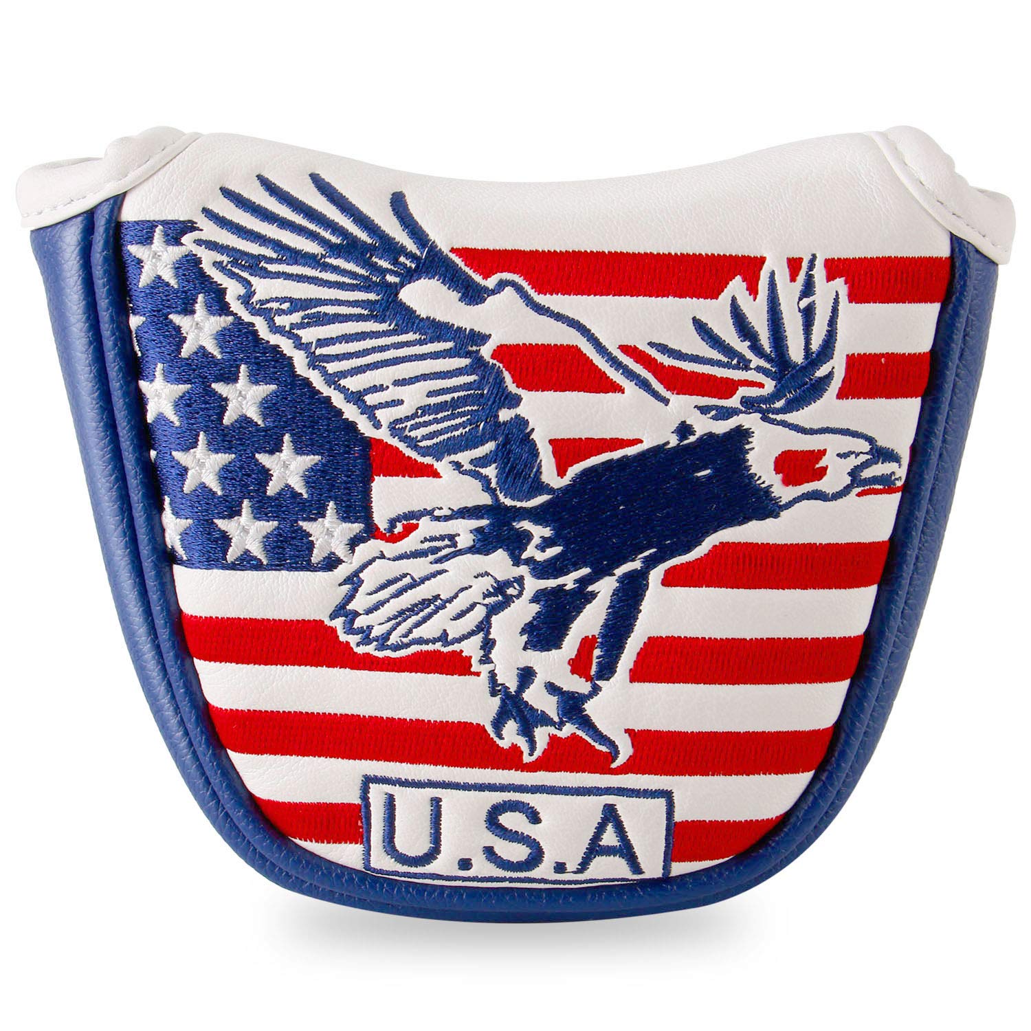 Golf Putter Cover, Golf Club Head Covers Mallet Putter Headcover Synthetic Leather Golf Blade Putter Cover with Magnetic Closure & America USA Style for Golf Putter Covers for Blade Putter Covers