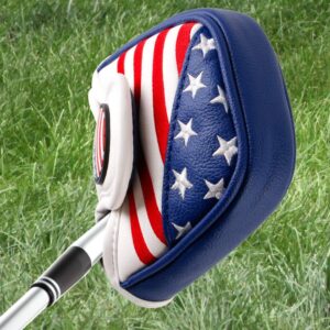 Golf Putter Cover, Golf Club Head Covers Mallet Putter Headcover Synthetic Leather Golf Blade Putter Cover with Magnetic Closure & America USA Style for Golf Putter Covers for Blade Putter Covers