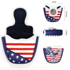 Golf Putter Cover, Golf Club Head Covers Mallet Putter Headcover Synthetic Leather Golf Blade Putter Cover with Magnetic Closure & America USA Style for Golf Putter Covers for Blade Putter Covers