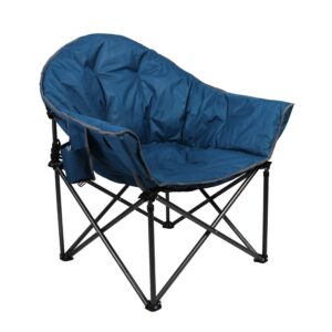 ALPHA CAMP Oversized Camping Chairs Padded Moon Club Chair Portable with Folding Cup Holder and Carry Bag