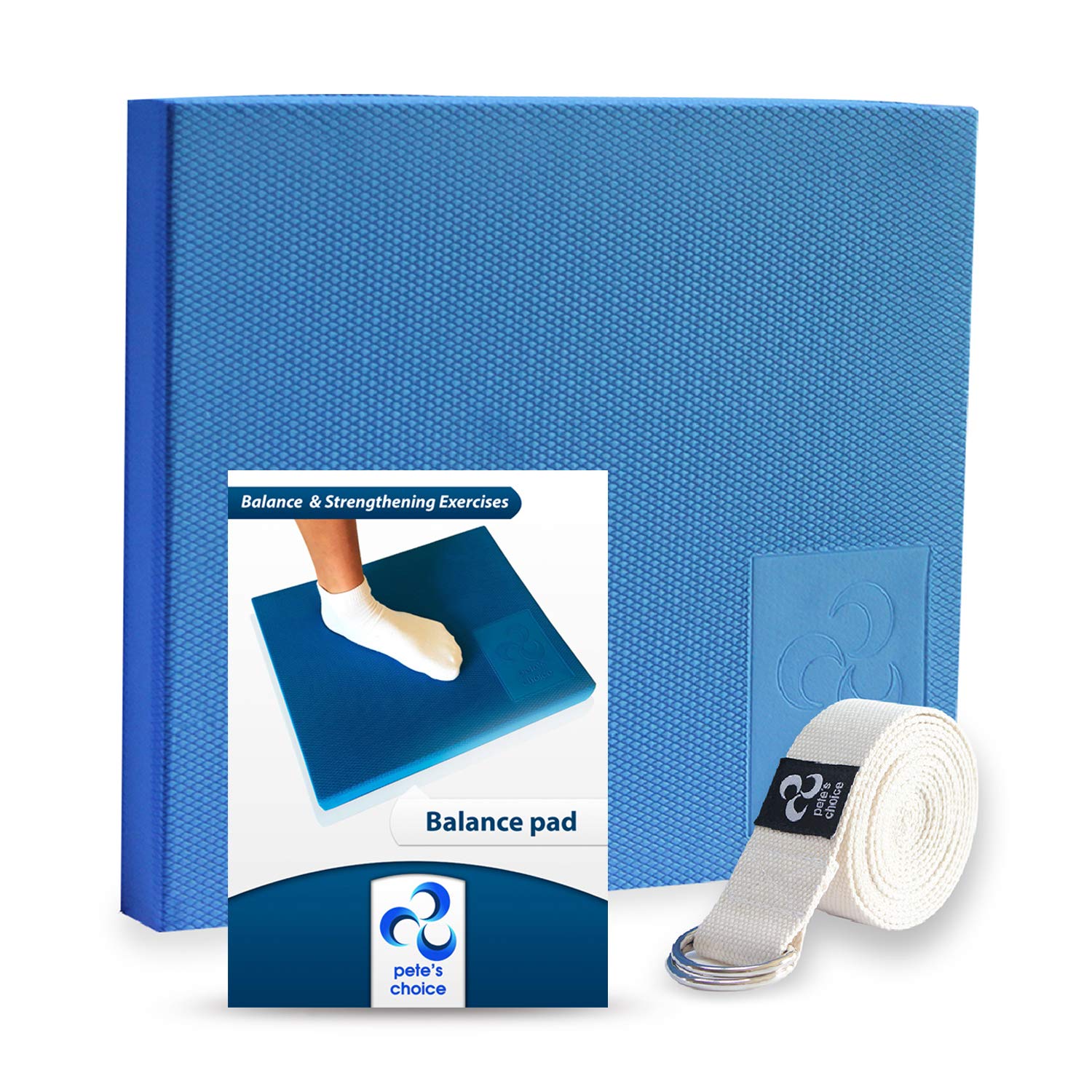 XL Foam Balance Pad | FREE Stretching Strap & BONUS eBook | Extra Large Balance Pads for Physical Therapy Rehab & Ankle Recovery, Lower Back/Knee Pain | X Large Wobble Board Cushion for Strength