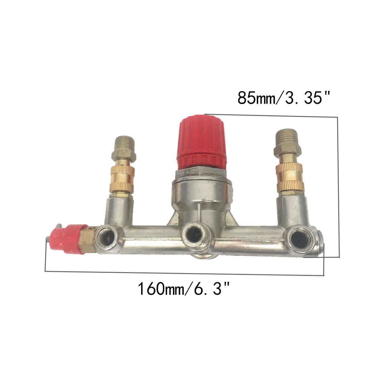 COMOK Double Outlet Tube Alloy Pressure Valve Switch Air Compressor Fittings Regulator Manifold Accessories