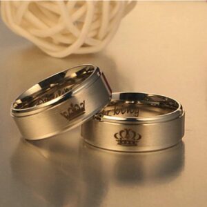 Blowin 6mm Tungsten Carbide Ring His Queen Crown Couple Wedding Bands Engagement Promise Anniversary Ring for Women (Her Size 6)