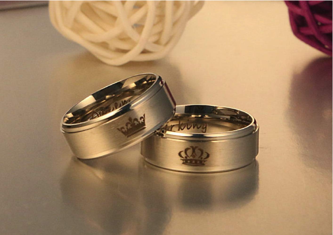 Blowin 6mm Tungsten Carbide Ring His Queen Crown Couple Wedding Bands Engagement Promise Anniversary Ring for Women (Her Size 6)