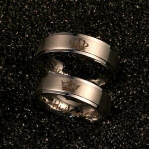 Blowin 6mm Tungsten Carbide Ring His Queen Crown Couple Wedding Bands Engagement Promise Anniversary Ring for Women (Her Size 6)