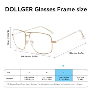 Dollger Classic Glasses Clear Lens Non Prescription Metal Frame Eyewear Men Women Gold