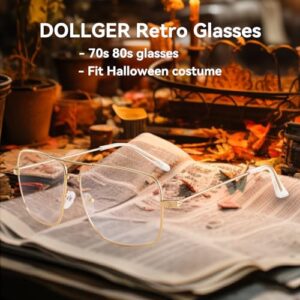 Dollger Classic Glasses Clear Lens Non Prescription Metal Frame Eyewear Men Women Gold