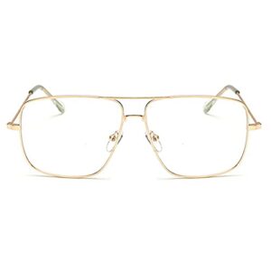 Dollger Classic Glasses Clear Lens Non Prescription Metal Frame Eyewear Men Women Gold