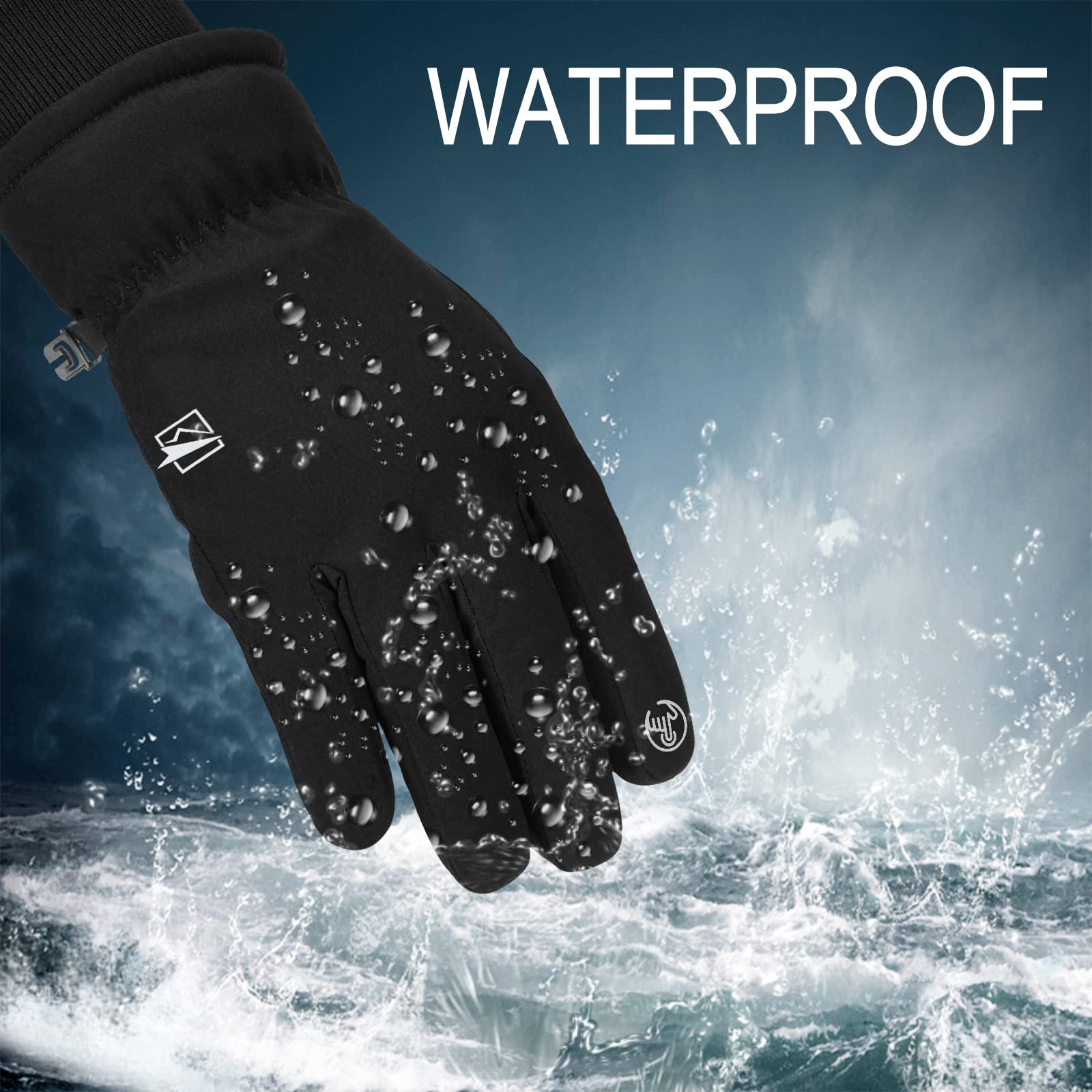 Cevapro -30℉ Winter Gloves Touchscreen Gloves Thermal Gloves for Men Women, Windproof Water Resistant Gloves for Running Hiking Driving Skiing in Cold Weather(Black)