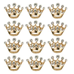 LUOEM 12 Pieces Crown Brooch Pin Fashion Diamante Wedding Party Pageant Tiara Crown Corsage for Wedding Valentine's Day Supplies (Gold)