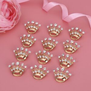 LUOEM 12 Pieces Crown Brooch Pin Fashion Diamante Wedding Party Pageant Tiara Crown Corsage for Wedding Valentine's Day Supplies (Gold)