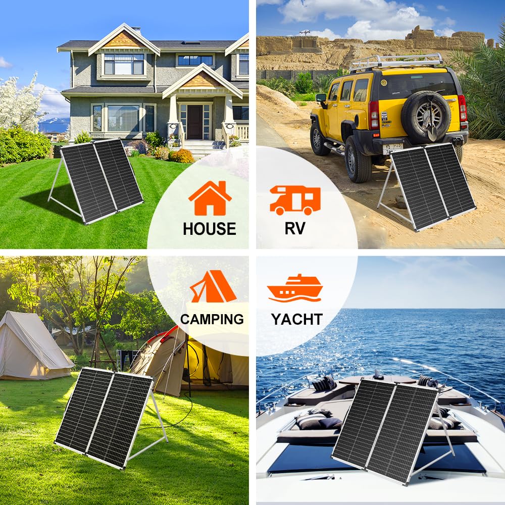 DOKIO Portable Foldable 150W 18v Solar Suitcase Monocrystalline, Folding Solar Panel Kit with Controller to Charge 12 Volts Batteries (AGM Lead/Acid Types Vented Gel) RV Camping Boat