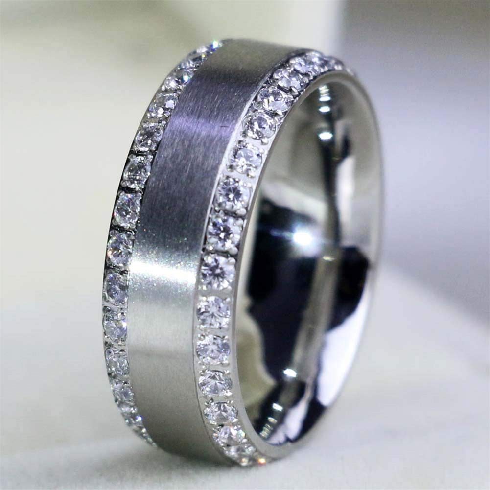 LOVERSRING 3pc His and Hers Couple Ring Bridal Set His Hers Women White Gold Filled Heart Cz Man Titanium Wedding Ring Band Set