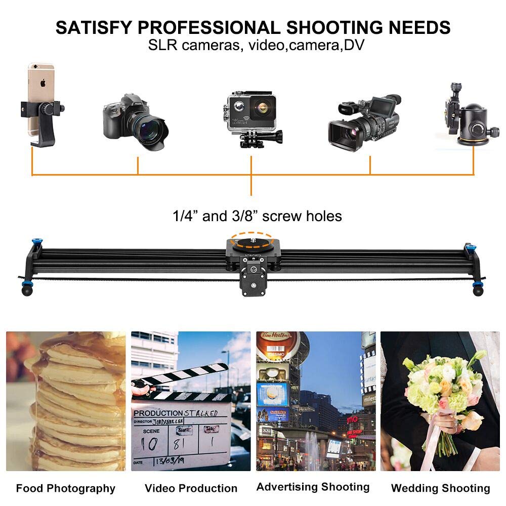 GVM Motorized Camera Slider, 31" Aluminum Alloy Track Dolly Rail Camera Slider with Tracking Shooting, 120 Degree Panoramic Shooting and Time-Lapse Photography for Most DSLR Cameras