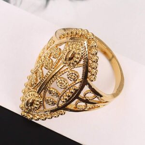 Dubai Golden Ring Gold Color Engagement Adjustable Size Finger Ring African Nigerian Design