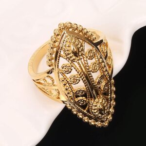 Dubai Golden Ring Gold Color Engagement Adjustable Size Finger Ring African Nigerian Design