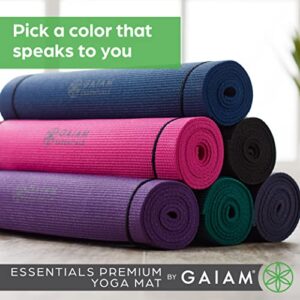 Gaiam Essentials Premium Yoga Mat with Carrier Sling, Black, 72 InchL x 24 InchW x 1/4 Inch Thick