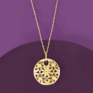 Ross-Simons Italian 14kt Yellow Gold Circle Flower Pendant