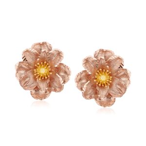 Ross-Simons Italian 18kt 2-Tone Gold Flower Earrings