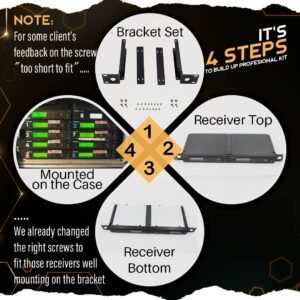 1U Rack Mount Bracket Kit Fit for SLX4 SLXs SLXD4 Wireless Mic Dual Receivers Combining Together, Extra Strong