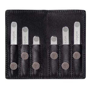 Würkin Stiffs Assorted Power Stays Magnet Collar Stay Travel Set | Black Leather Wallet Case | Gift for Men | Seen on Shark Tank