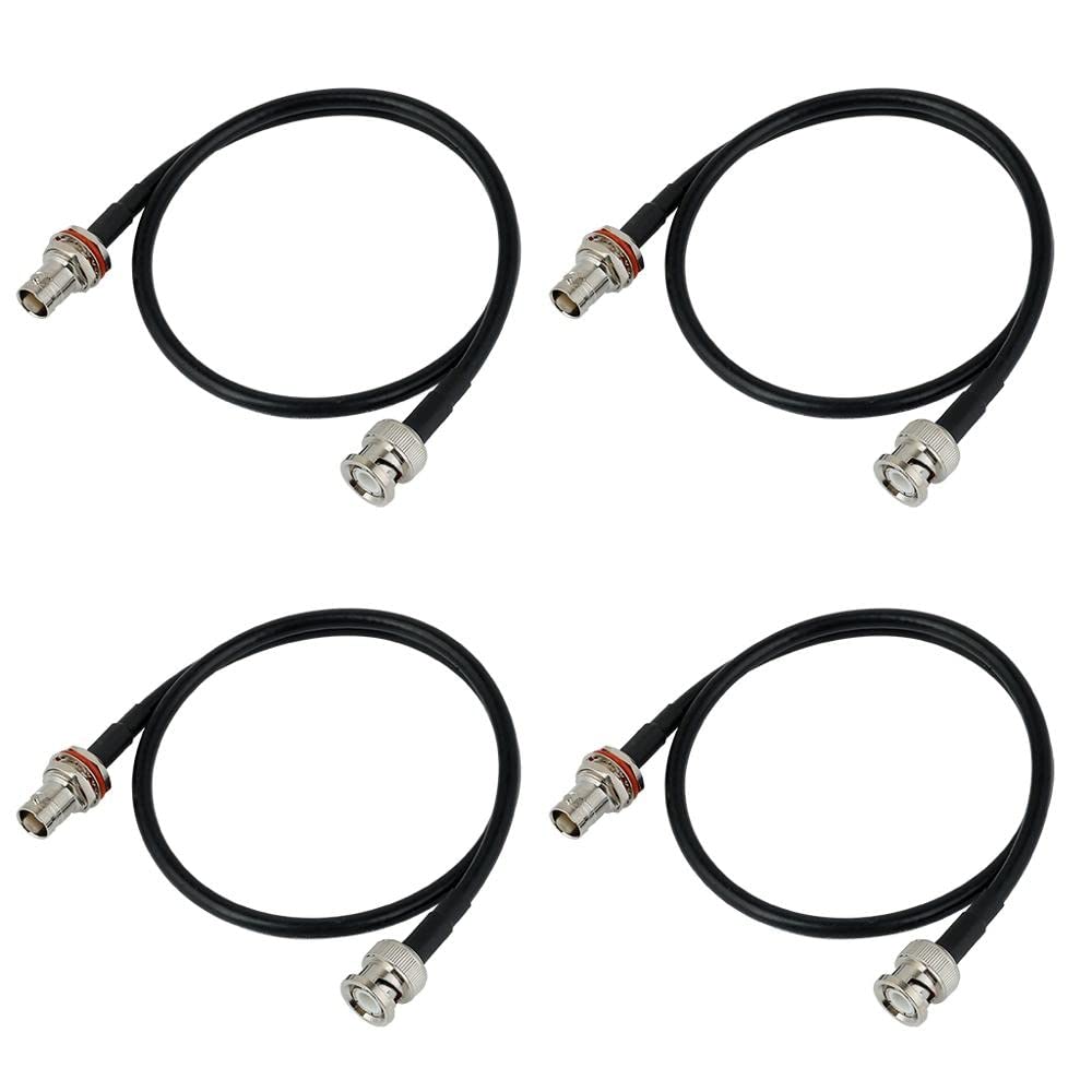 RhymKawa RK Antenna Extension Cable with BNC and Bulkhead Connector for Wireless Microphone Combination System, Lenght 20‘’ (4 Pack)