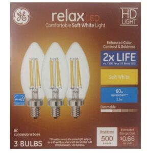 GE Relax 3-Pack 60 W Equivalent Dimmable Soft White B LED Light Fixture Light Bulbs