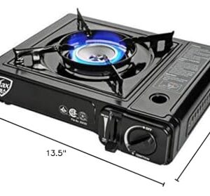 Max Gas Stove MS-2500 (Black), 8000 BTU, Camp Stove, with Carrying Case