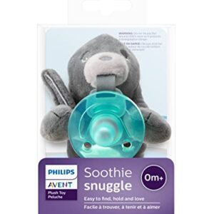 Philips AVENT Soothie Snuggle Pacifier Holder with Detachable Pacifier, 0m+, Seal, SCF347/04- 1 Count (Pack of 1)