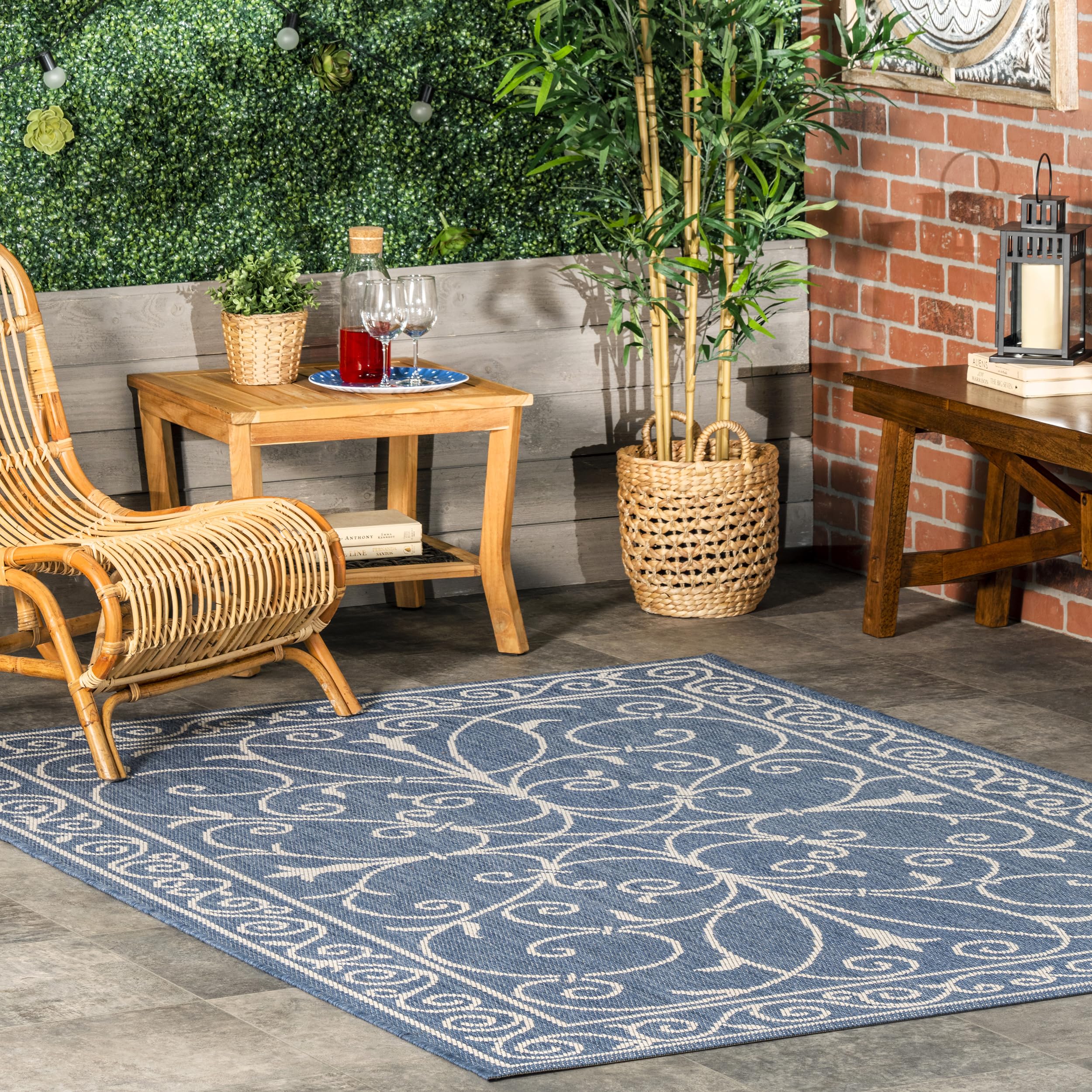 nuLOOM Kathleen Traditional Indoor/Outdoor Area Rug, 8x11, Blue