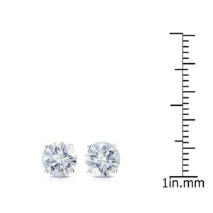 Diamond Wish 1 1/2 Carat Moissanite Round Stud Earrings in 14k White Gold (J-K, 6 mm, cttw) 4-Prong Basket Screw Back