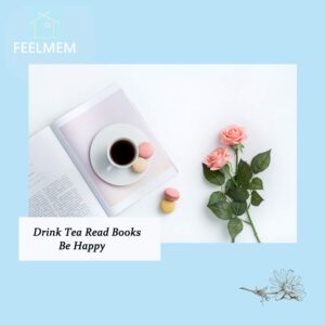 FEELMEM Tea Lovers Gift Drink Tea Read Books Keychain Tea Party Gift Literature Book Lovers Jewelry Gift for Readers, Bookworm, Book Club (silver)