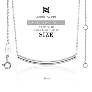 AM ANNIS MUNN Balance Tube Bar Necklace - 925 Sterling Silver Bar Pendant Necklace Simple Charm Womens Jewelry Necklace Birthday Gifts for Women Her